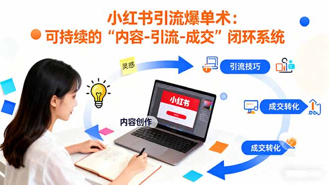 小红书引流爆单术：构建一套低成本 可持续的“内容-引流-成交”闭环系统-佳腾网赚