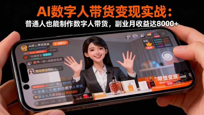AI数字人带货变现实战：普通人也能制作数字人带货，副业月收益达8000+-佳腾网赚
