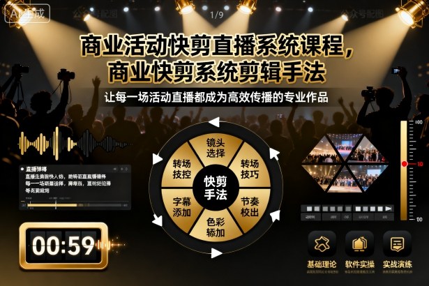 商业活动快剪直播系统课程，商业快剪系统剪辑手法-佳腾网赚