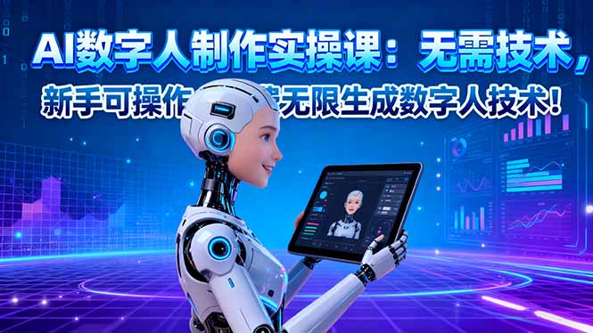 AI数字人制作实操课：无需技术，新手可操作，免费无限生成数字人技术！-佳腾网赚