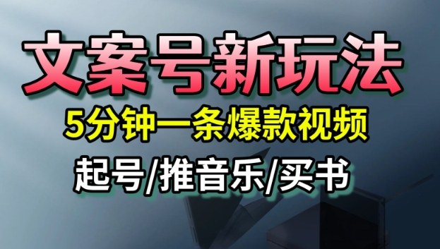 文案号新玩法，5分钟一条爆款视频，流量高，起号快，多方位变现-佳腾网赚