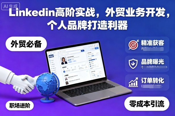 Linkedin高阶实战，外贸业务开发，个人品牌打造利器-佳腾网赚