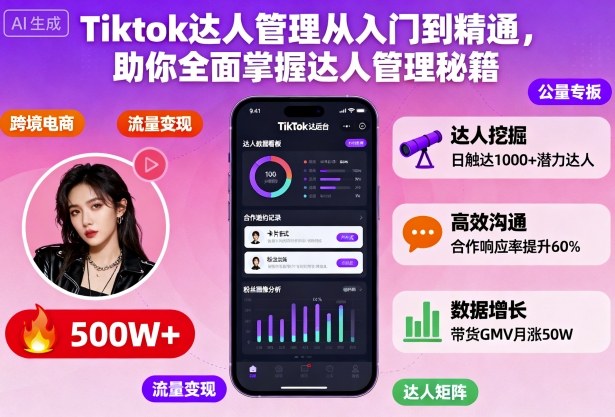 Tiktok达人管理从入门到精通，助你全面掌握达人管理秘籍-佳腾网赚