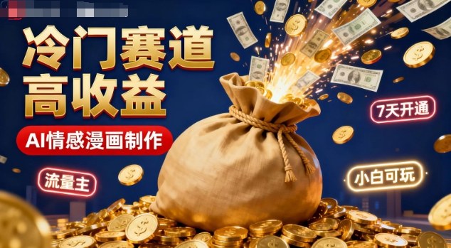 公众号冷门赛道，用AI做情感漫画，7天开通流量主，操作简单，小白可玩-佳腾网赚