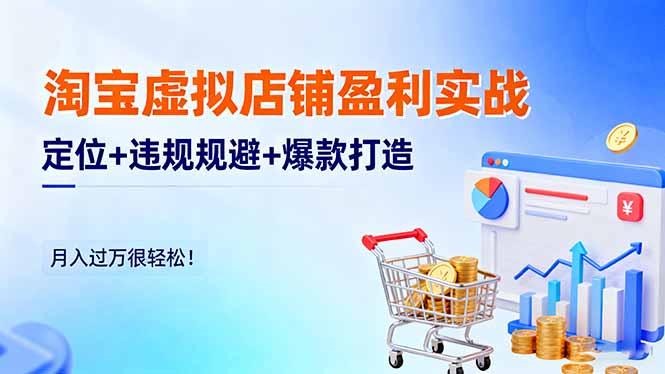 淘宝虚拟店铺盈利实战：定位+违规规避+爆款打造，月入过万很轻松！-佳腾网赚