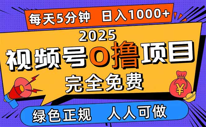 2025视频号0撸项目，5分钟一个号，日入1000+，人人可做-佳腾网赚