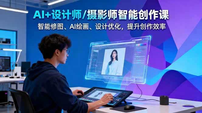 AI+设计师/摄影师智能创作课：智能修图、AI绘画、设计优化，提升创作效率-佳腾网赚