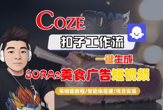 Coze扣子智能体工作流一键生成“SORA2美食广告“短视频，全流程保姆级教学-佳腾网赚