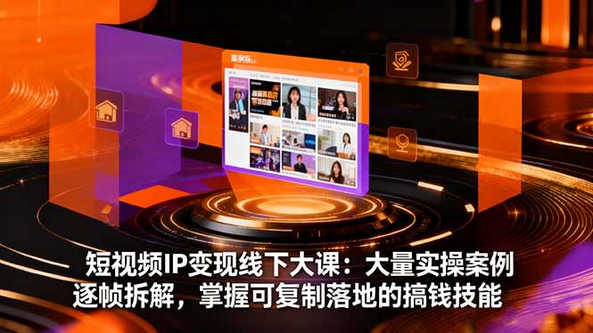 短视频IP变现线下大课：大量实操案例逐帧拆解，掌握可复制落地的搞钱技能-佳腾网赚