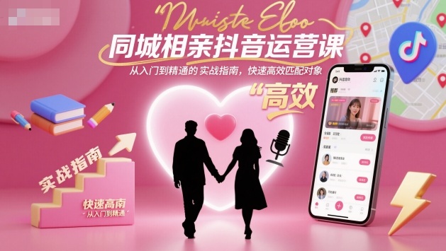 同城相亲抖音运营课，从入门到精通的实战指南，快速高效匹配对象-佳腾网赚