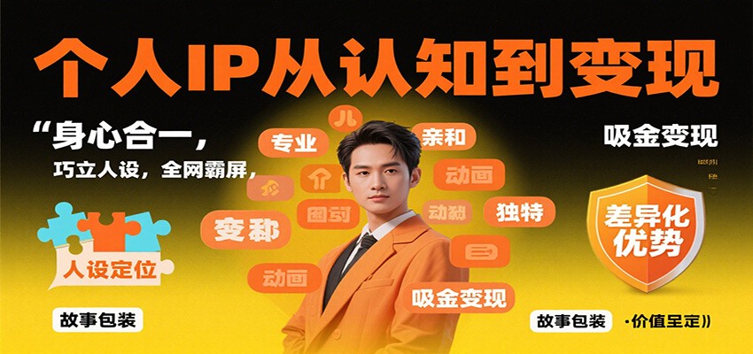 个人IP从认知到变现，身心合一，巧立人设，全网霸屏，吸金变现-佳腾网赚