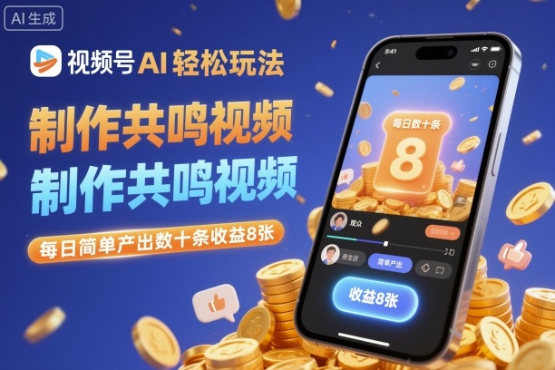 视频号AI轻松玩法，制作共鸣视频，每日简单产出数十条收益8张-佳腾网赚