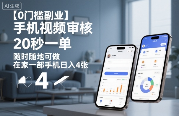 【0门槛副业】手机视频审核，20秒一单，随时随地可做，在家一部手机日入4张【揭秘】-佳腾网赚