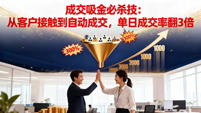 吸金成交营销必杀技：从客户接触到自动成交，单日成交率翻3倍-佳腾网赚