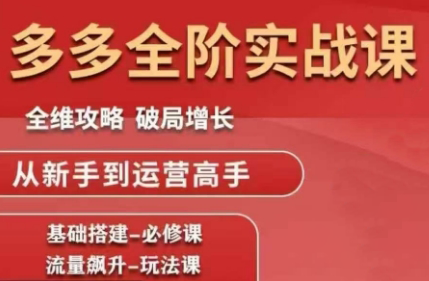 大炮·拼多多全阶实战课程(更新10月)-佳腾网赚