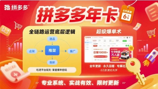 拼多多年卡，拼多多全链路运营底层逻辑，超级爆单术【更新10月】-佳腾网赚