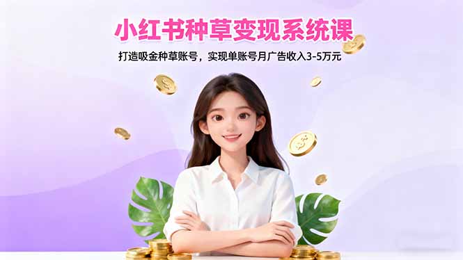 小红书种草变现系统课：打造吸金种草账号，实现单账号月广告收入3-5万元-佳腾网赚