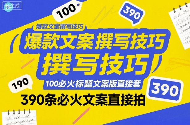 爆款文案撰写技巧，100个必火标题文案模版直接套，390条必火文案直接拍-佳腾网赚