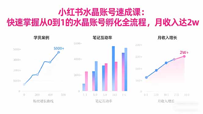 2025小红书水晶账号速成课：快速掌握从0-1水晶账号孵化全流程，月收入达2w-佳腾网赚