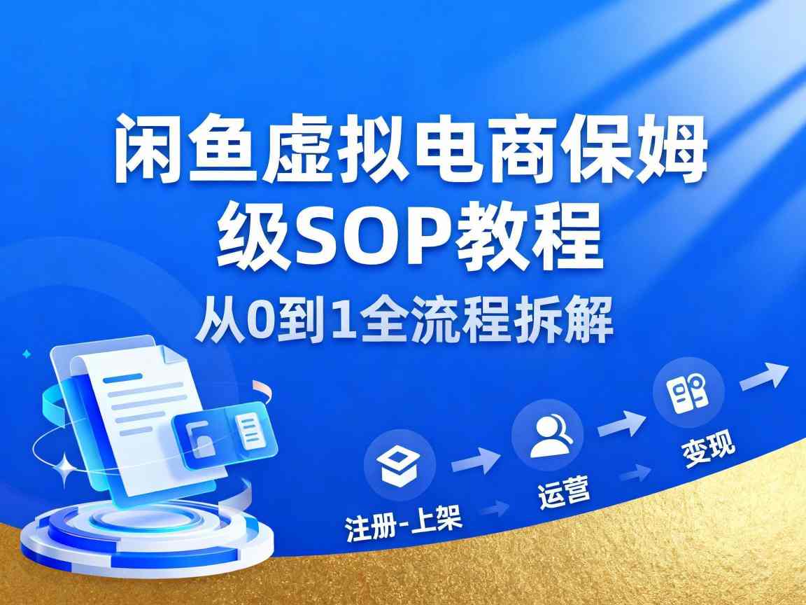 闲鱼虚拟电商，月入轻松过1W，保姆级SOP教程-佳腾网赚