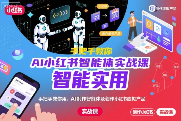 AI小红书智能体实战课，手把手教你用AI制作智能体及创作小红书虚拟产品，提效+内容商业化(更新)-佳腾网赚