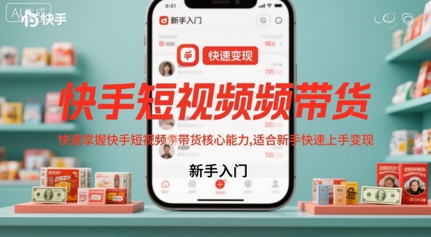 快手短视频带货，快速掌握快手短视频带货核心能力，适合新手快速上手变现-佳腾网赚