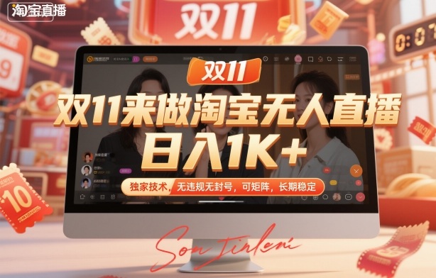 双11来做淘宝无人直播，日入1K+，独家技术，无违规无封号，可矩阵，长期稳定【揭秘】-佳腾网赚