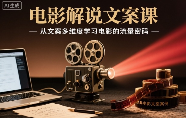 电影解说文案课，从文案多维度学习电影的流量密码-佳腾网赚