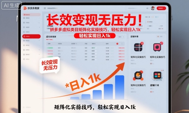 长效变现无压力！拼多多虚拟类目矩阵化实操技巧，轻松实现日入1k【揭秘】-佳腾网赚