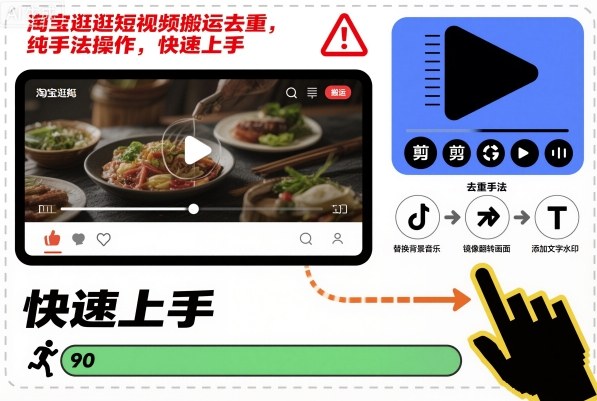 淘宝逛逛短视频搬运去重，纯手法操作，快速上手-佳腾网赚