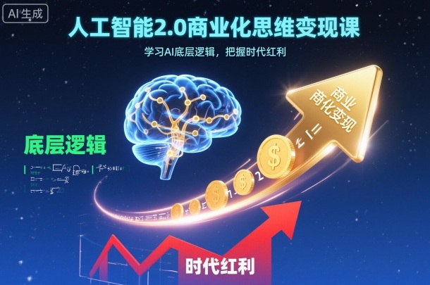人工智能2.0商业化思维变现课，学习AI底层逻辑，把握时代红利-佳腾网赚