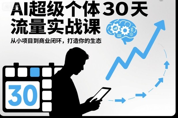 AI超级个体30天流量实战课，从小项目到商业闭环，打造你的生态-佳腾网赚