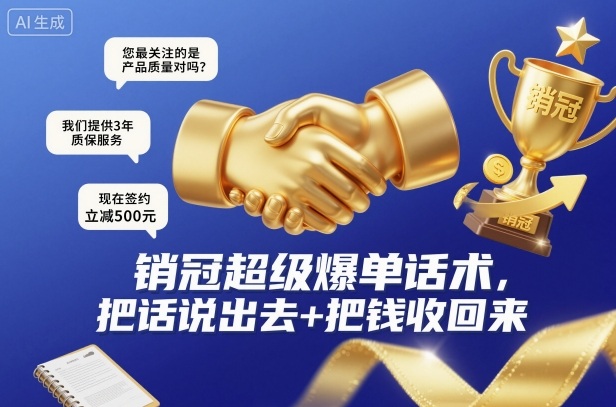 销冠超级爆单话术，把话说出去+把钱收回来-佳腾网赚