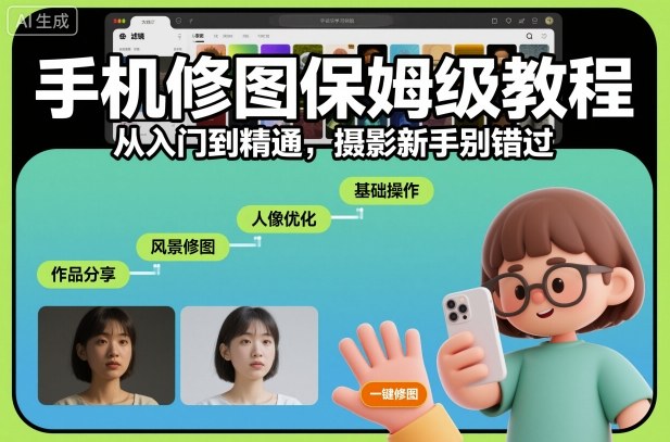 手机修图保姆级教程，从入门到精通，摄影新手别错过-佳腾网赚