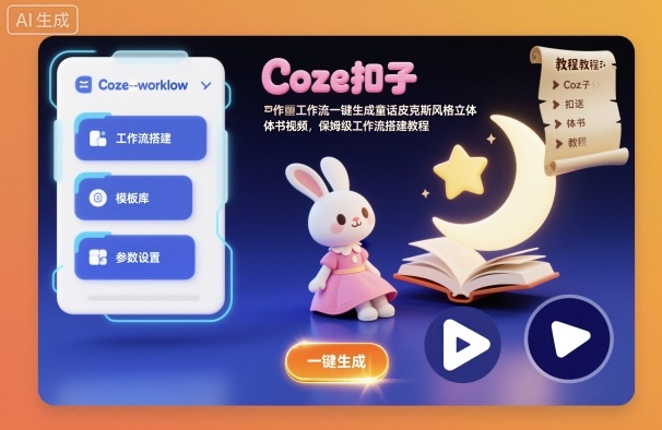 Coze扣子工作流一键生成童话皮克斯风格立体书视频，保姆级工作流搭建教程-佳腾网赚