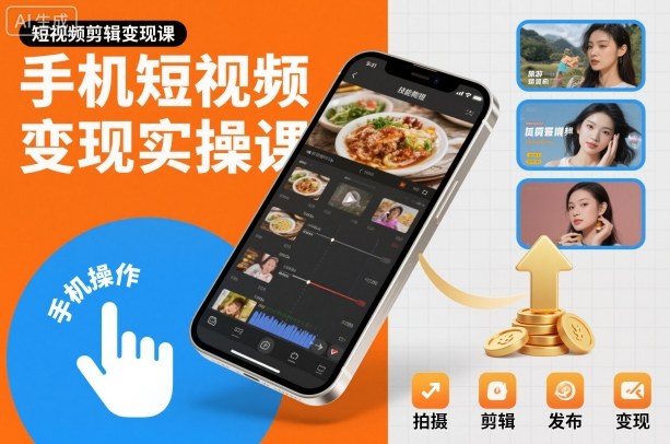 手机短视频变现实操课，短视频剪辑变现课-佳腾网赚