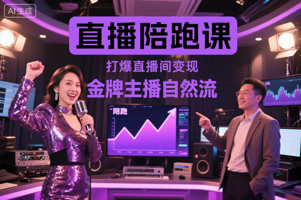 直播陪跑课，金牌主播自然流打爆直播间，复制高变现玩法-佳腾网赚