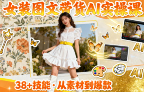 女装图文带货的AI实操课，覆盖38个实用技能，快速提升素材制作效率-佳腾网赚