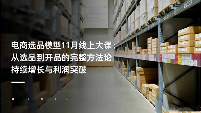 电商选品模型11月线上大课：从选品到开品的完整方法论 持续增长与利润突破-佳腾网赚