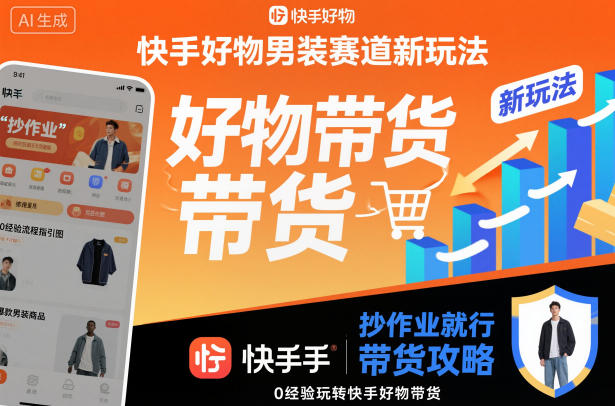 快手好物男装赛道新玩法，抄作业就行，0经验玩转快手好物带货-佳腾网赚