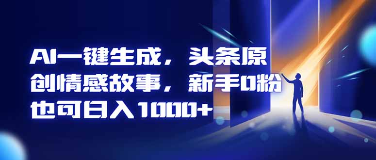 AI一键生成，头条原创情感故事，新手0粉也可日入1000+-佳腾网赚