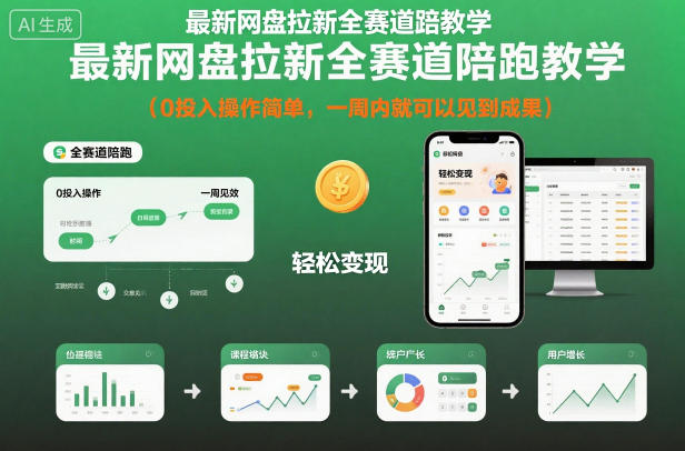 最新网盘拉新全赛道陪跑教学，0投入操作简单，一周内就可以见到成果-佳腾网赚