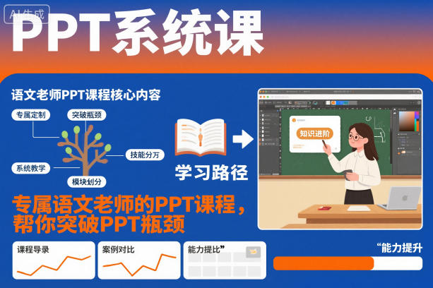 PPT系统课，专属语文老师的PPT课程，帮你突破PPT瓶颈-佳腾网赚