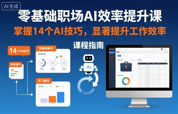 零基础职场AI效率提升课，掌握14个AI技巧，显著提升工作效率-佳腾网赚