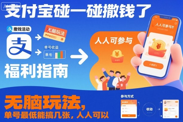 支付宝碰一碰撒钱了，无脑玩法，单号最低能搞几张，人人可以撸【揭秘】-佳腾网赚