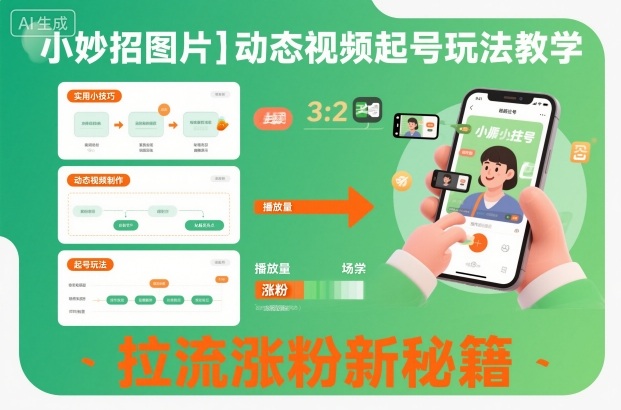 小妙招图片＋动态视频起号玩法教学，拉流涨粉新秘籍-佳腾网赚