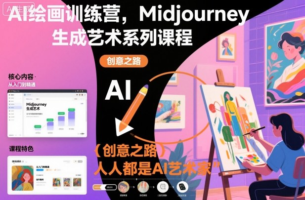 AI绘画训练营，Midjourney生成艺术系列课程，人人都是AI艺术家-佳腾网赚