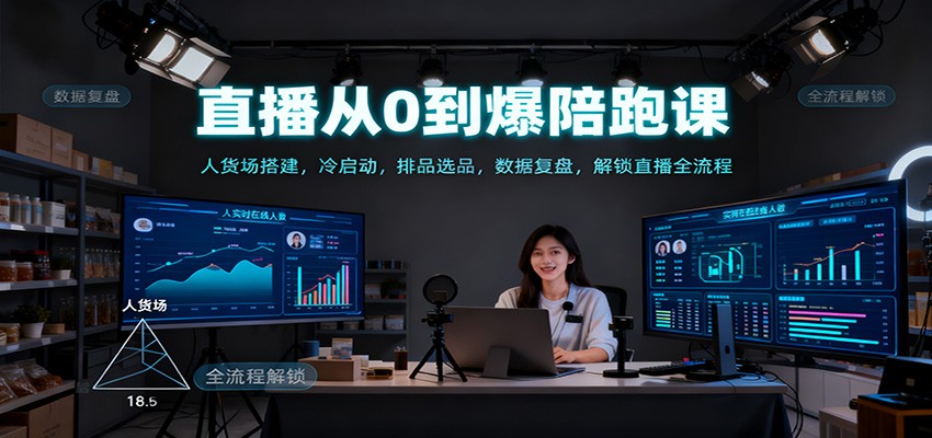 直播从0到爆陪跑课：人货场搭建，冷启动，排品选品，数据复盘，解锁直播全流程-佳腾网赚