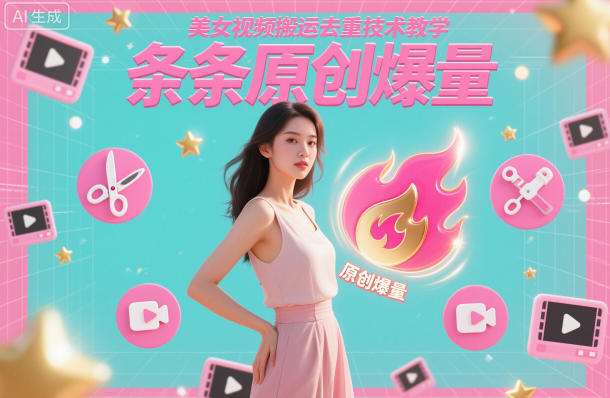 美女视频搬运去重技术教学，条条原创爆量-佳腾网赚