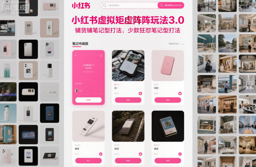 小红书虚拟矩阵玩法3.0，铺货铺笔记型打法，少款狂怼笔记型打法-佳腾网赚